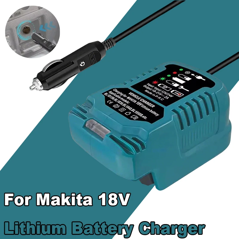 

Power Tool Accessories DC 12V 24V Cigarette Lighter Plug Li-ion Battery Car Charger LED For Makita 18V Battery BL1860 BL1830