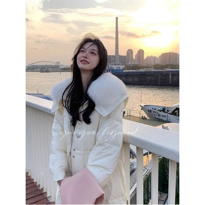 2025 Women's Winter New Loose Shawl Cotton Jacket Solid Color Long Style Over Knee Thickened Loose Cotton Jacket
