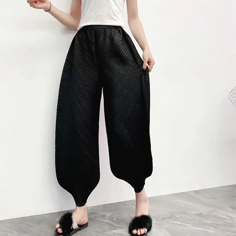 Pleated Harem Pants New Loose plus Size Waist Trimming Women's Harem Pants Slimming Temperament Fashion [Ys89015]