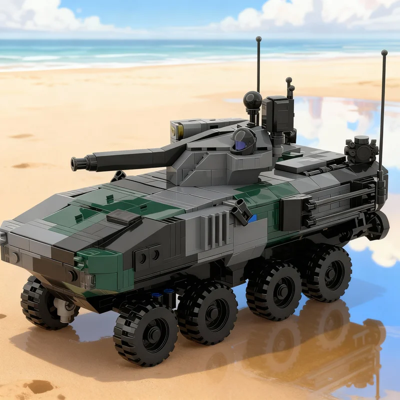 

671 деталей MOC: Модель амфибийного боевого транспортного средства, конструктор, развивающая игрушка, подарок на Рождество, DIY, креативная идея, обучение