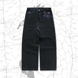 Y2K Baggy Jeans Men Anime Patterns Goth Hip Hop Pants Retro Harajuku Fashion Streetwear Wide Leg Jeans Aesthetic Casual Trousers