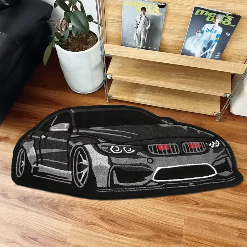 Bedroom Carpet Boys Room Decoration Rug Car Shape Floor Mat Car Lover Gifts for Boy Home Decor Bedside Mats Soft Fluff Shaggy