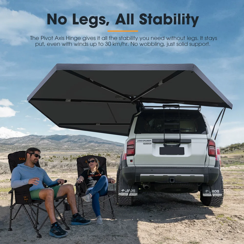 TLF SAN HIMA 270 °   Toldo independiente Toldo lateral para coche Refugio independiente de 270 grados con tira de luz LED para vehículo SUV Tru