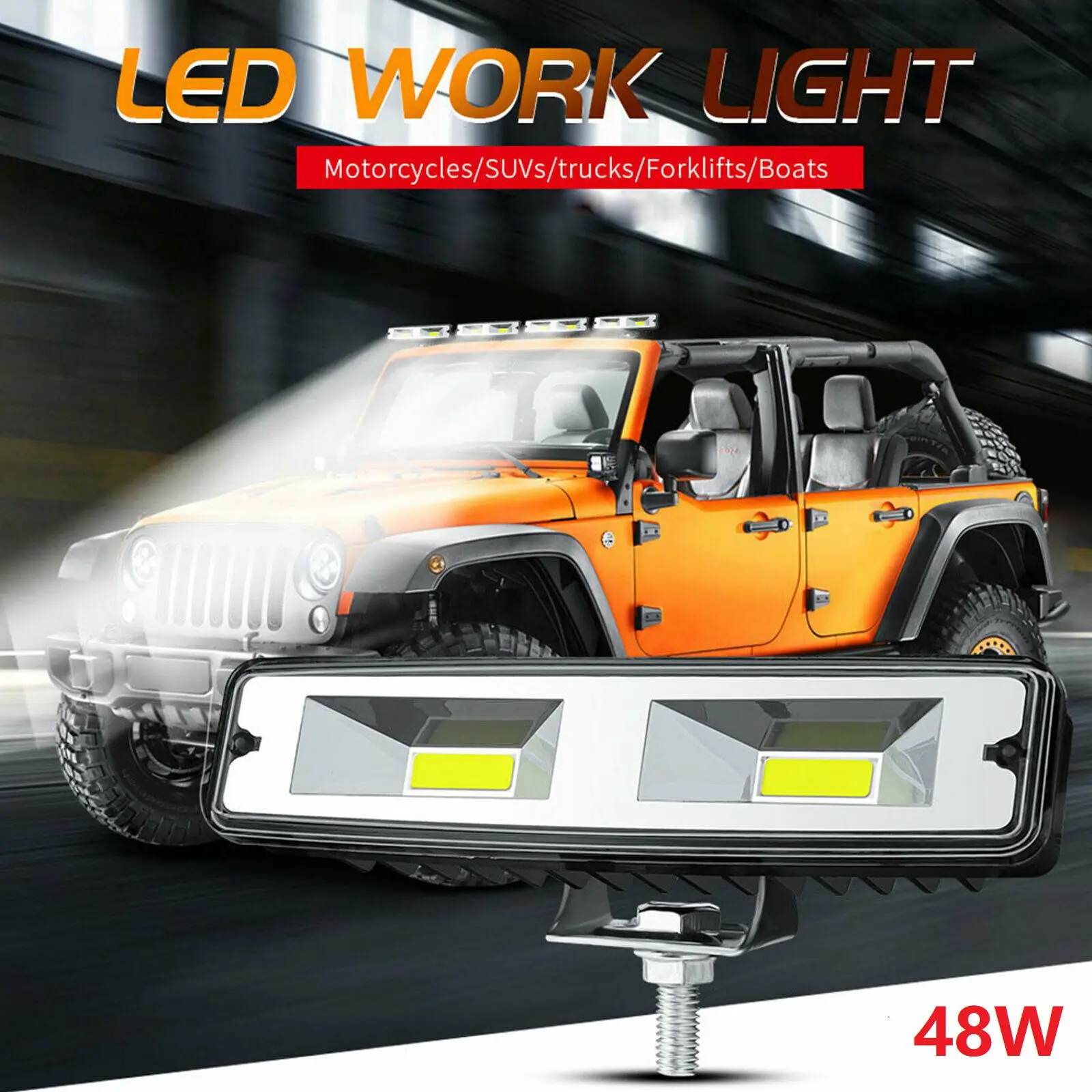 48W 6Inch LED Work Light Bar Spot FLOOD Lamp Offroad Driving Fog 4WD for Jeep Truck ATV SUV UTE Boat