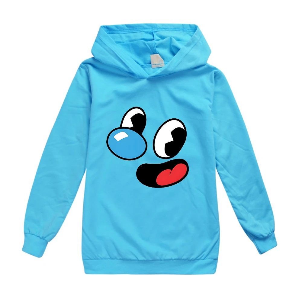 Kids Kawaii Cuphead Print Hoodies Children Clothing Baby Boys/Girls Clothes Long Sleeve Autumn Streetwears 100% Cotton 2-15Y