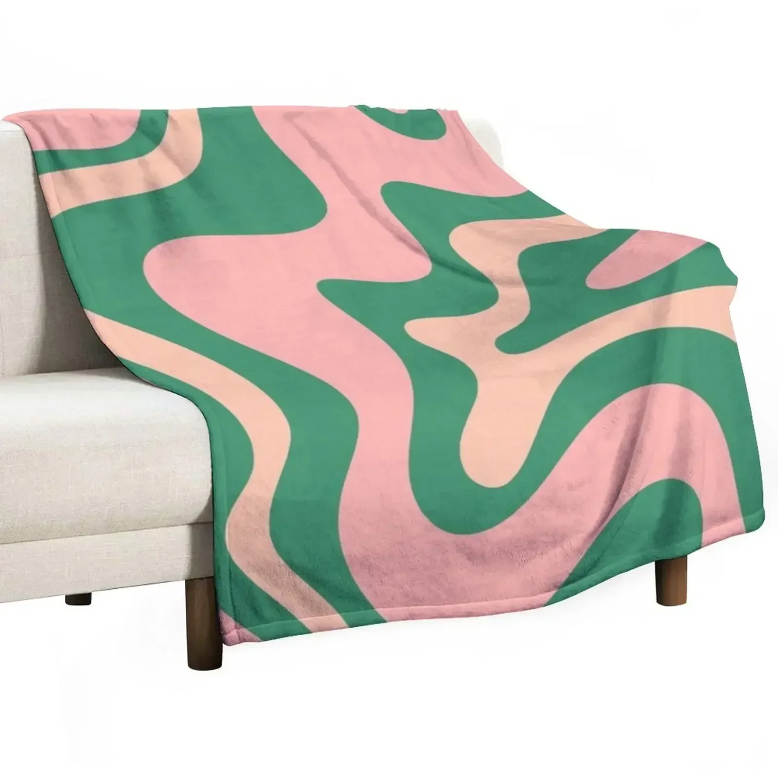 

Liquid Swirl Contemporary Abstract Pattern in Blush Pink and Green Throw Blanket For Baby Personalized Gift Blankets