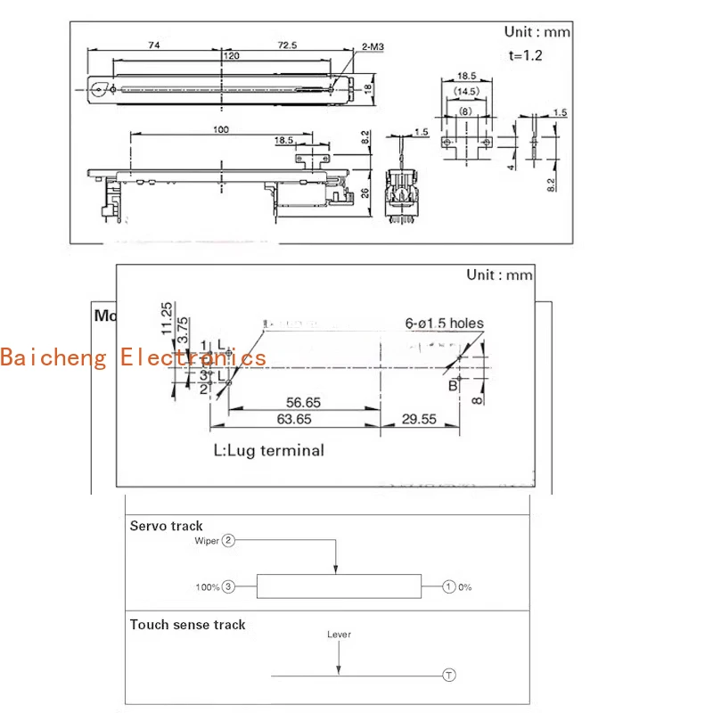 2 PCS empurrador elétrico console de mistura CNC RSA0N11M9A0J potenciômetro do motor
