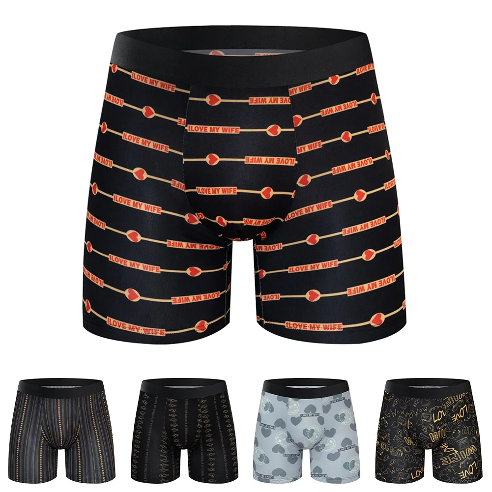 

Seamless Men Breathable Boxer Briefs Printed Underwear Underpants Trunks Soft Stretch Fabric for Daily Comfort