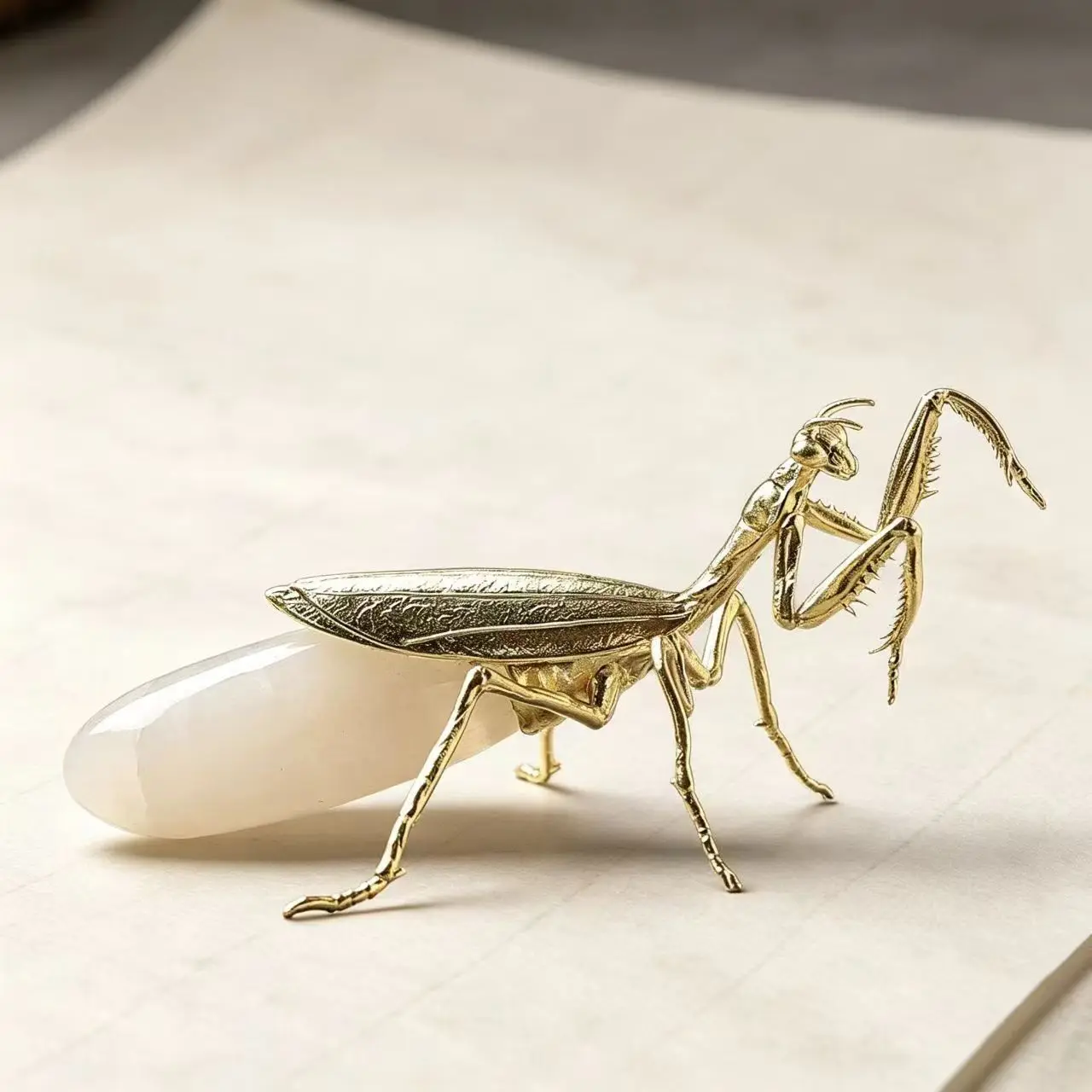 Golden mantis cicada ornament study tea table decoration golden cicada mantis craft collection decoration