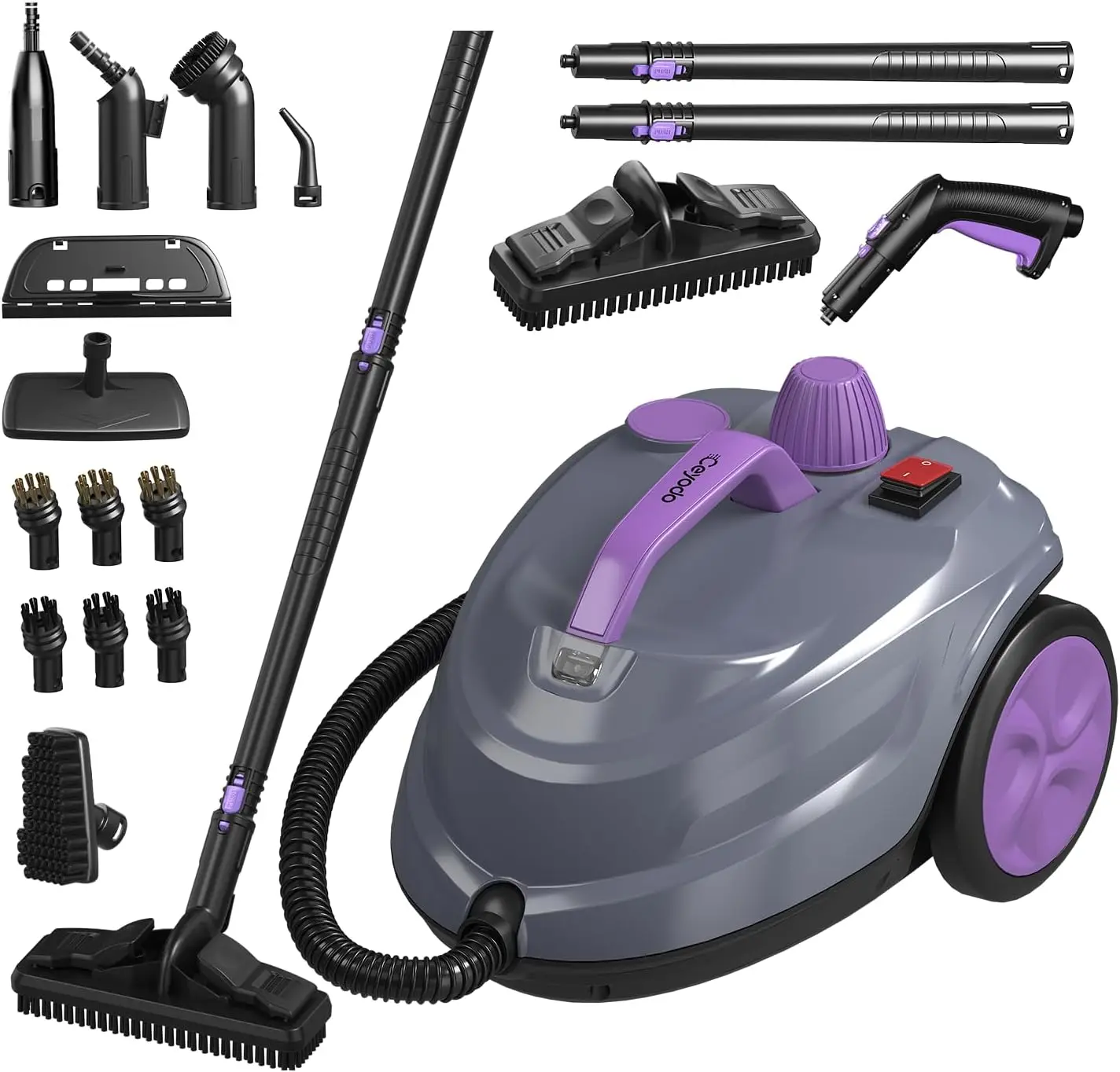

Steam Cleaner, Powerful Heavy Duty Canister Steamer with 34 Accessories, Steam Mop with 16.4 Ft Extra-Long Power Cord for