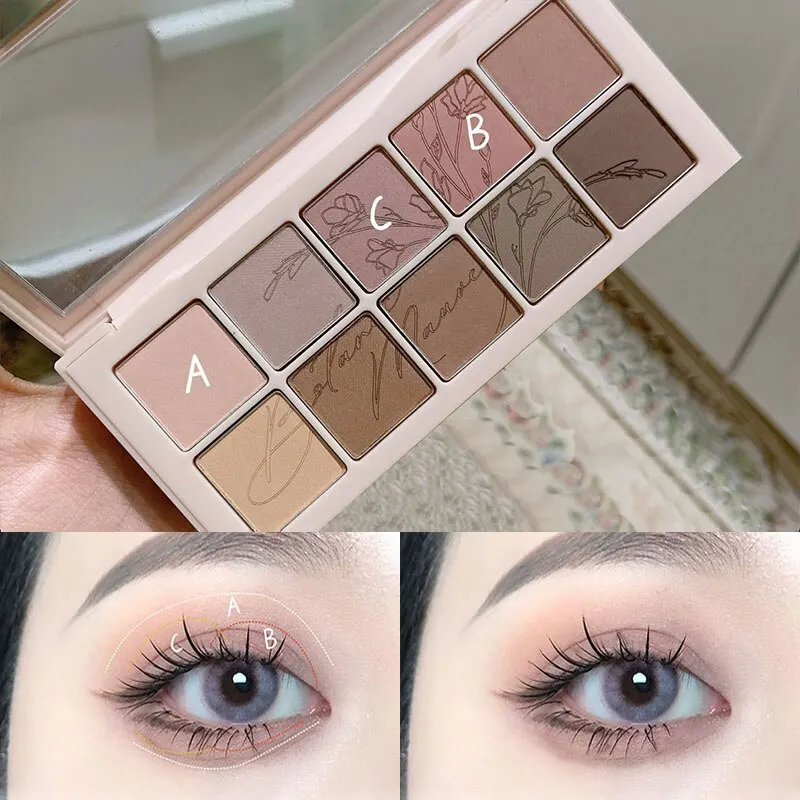 DIKALU Dez Cores Maquiagem Abrangente Placa Sombra Placa Blush Contorno Destaques Terra Cor Matte New Ins