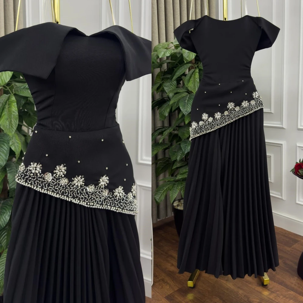 맞춤형 A 라인 보트 넥 우아한 정장 이브닝 드레스와 현대 패션 연예인 가운 기질 섬세한 파티 드레스