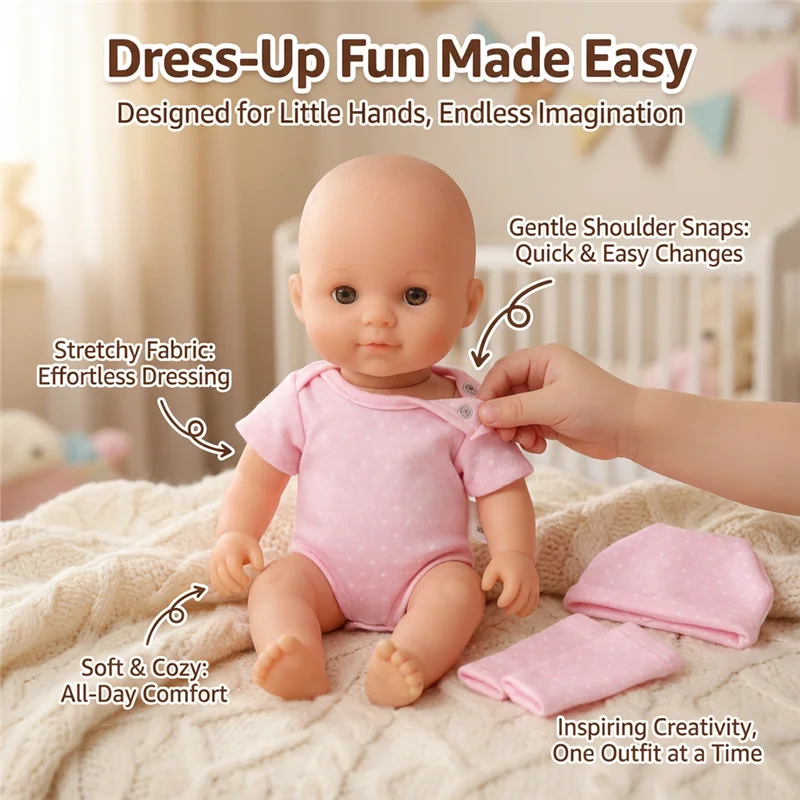 Mini poupées reborn de 20 cm (7 pouces), tenues, vêtements, peau, adorable poupée bébé, tout-petit, string, combinaison, pantalon, chaussettes en peluche, chapeaux, ensemble de vêtements