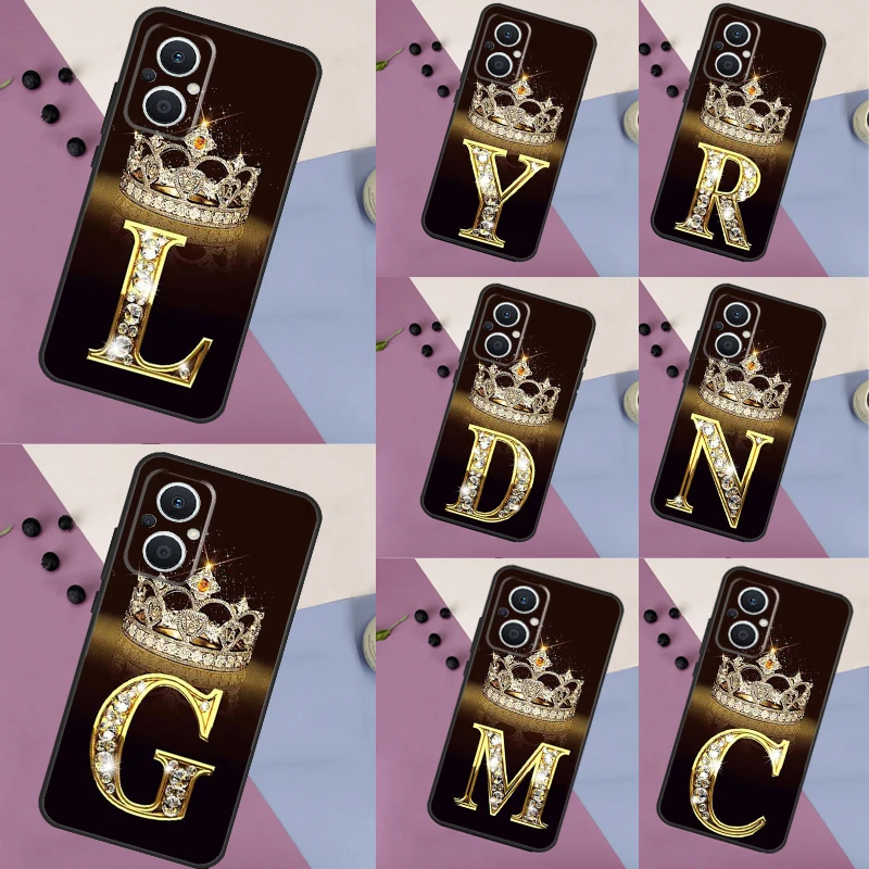 Letter Monogram Gold Marble Cover For OPPO Reno 8 Lite 4 5 6 7 10 Pro 8T 2Z 5Z 4Z OPPO Find X6 Pro X5 X2 X3 Lite Case