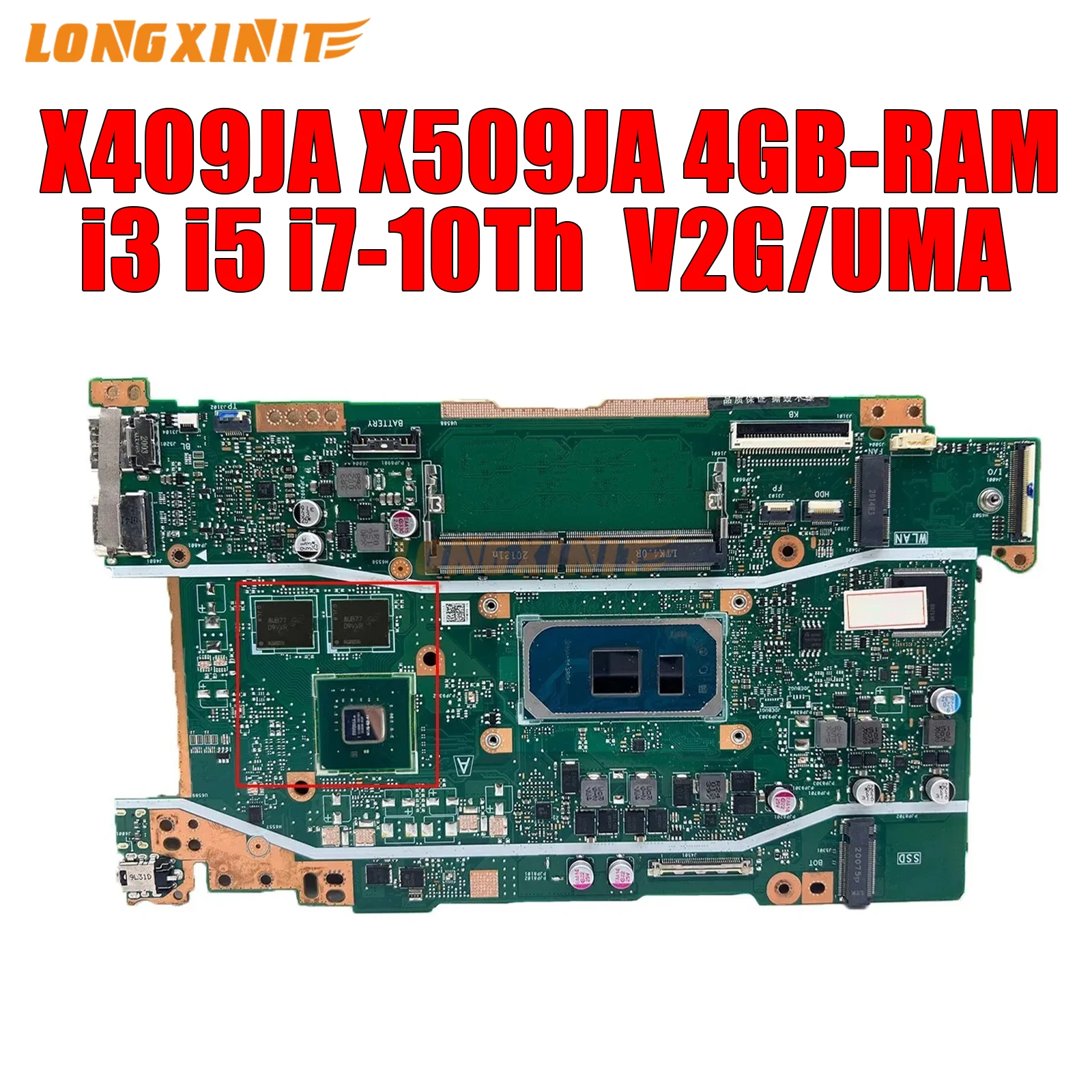 

X409JA X509JA motherboard For ASUS F409J X509J X409JA X509JP X409JP X509JB Laptop Motherboard.i3 i5 i7-10Th.4GB-RAM.V2G/UMA.