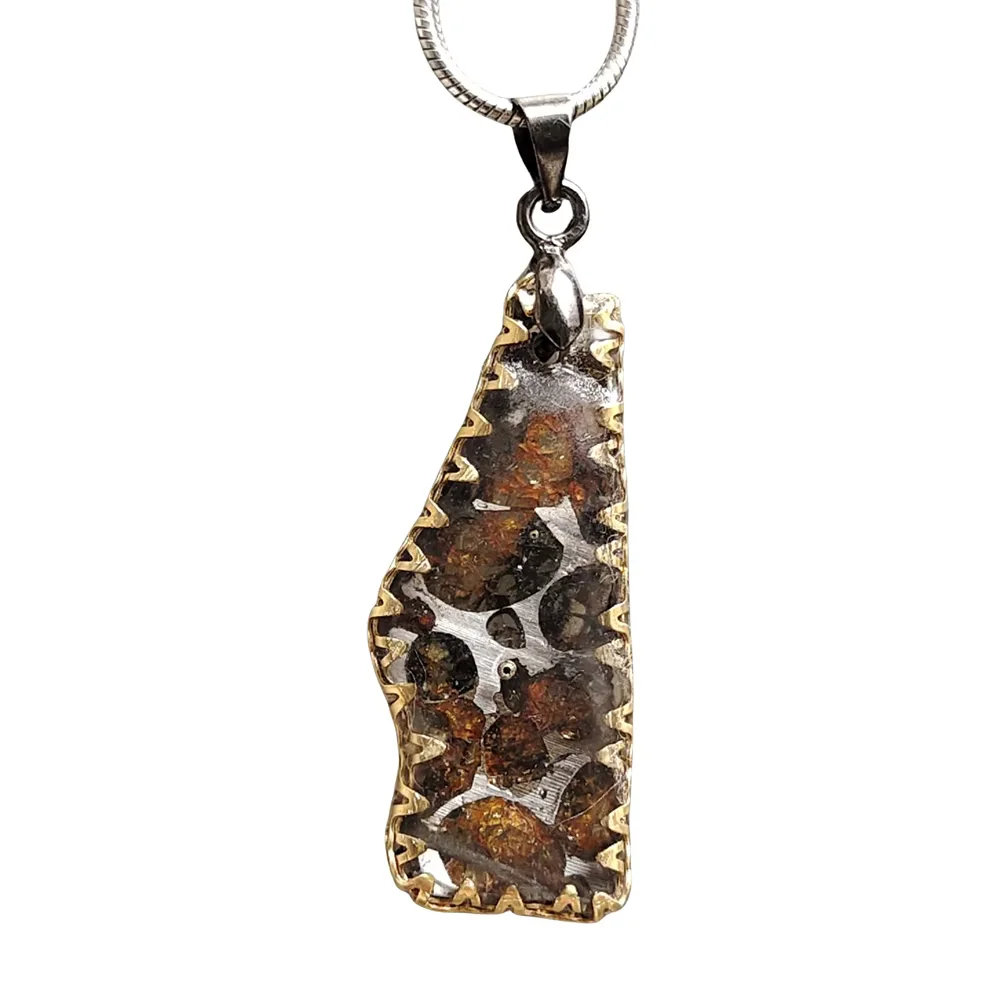 Brenham Olive Meteorite Manual Pendant, Natural Olive Meteorite Necklace Pendant, Specimen Collection, TB261, 2.6g