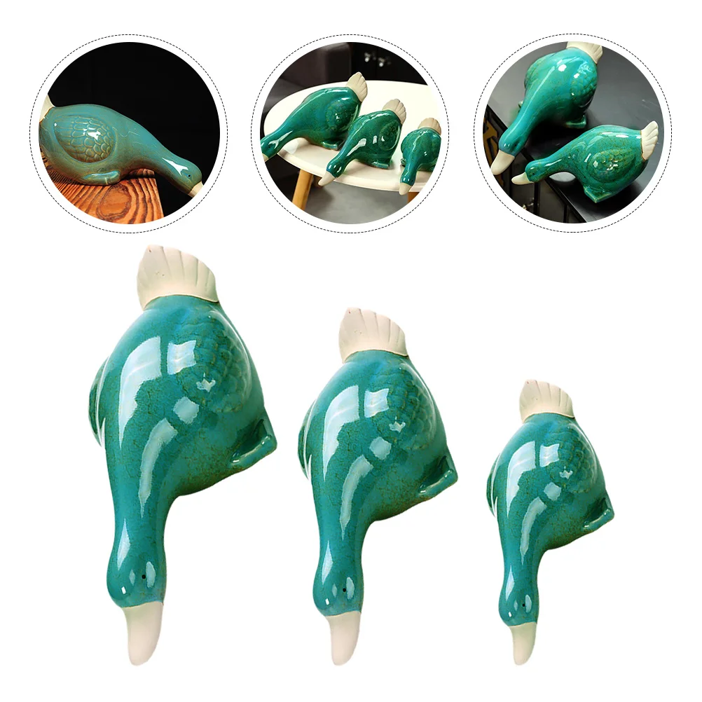 

3 Pcs Desktop Statue Decor Home Ceramic Ducks Figurines Crafts Decoration