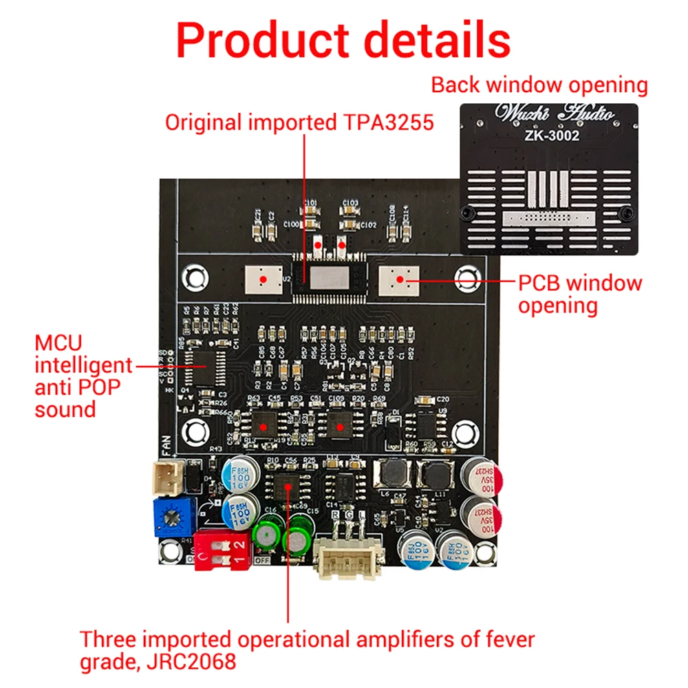 ZK-3002 TPA3255 czysta tylna płyta wzmacniacz cyfrowy Stereo 300W x2 z mostkiem Mono 600W AMP Audio muzyka