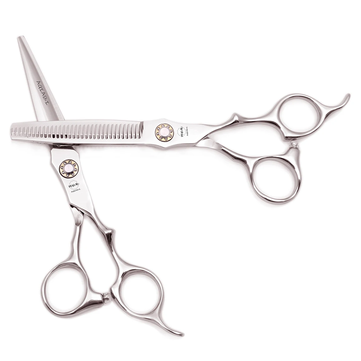 

Professional Hairdressing Scissors 6'' AQIABI Japan Stainless Thinning Shears Fishbone Teeth Hair Scissors Silver Chunker A2004