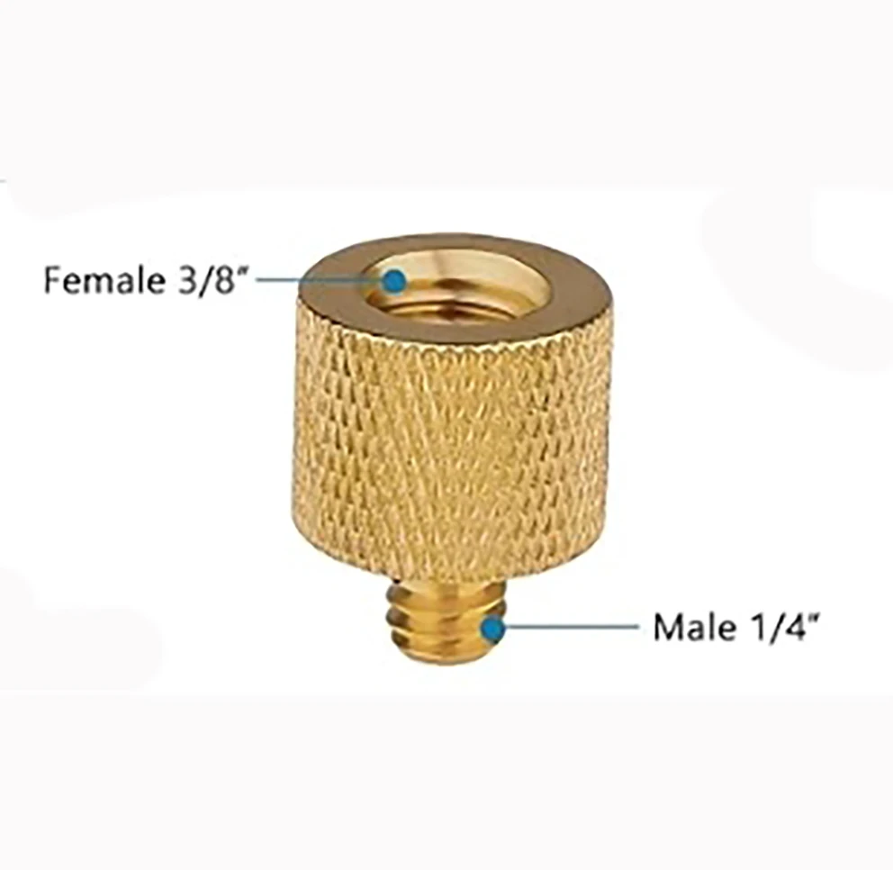3/8" auf 1/4" Stativgewinde-Reduzierstück/Adapter aus Messing mit Gummischeibe für Kamerastativ, 3/8-16 auf 1/4-20 Schraubenadapter mit Polster