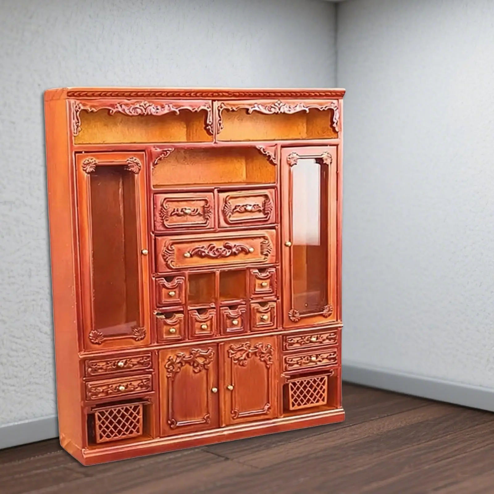 

Solid Wood Dollhouse Wardrobe Micro Landscape Decor Mini Closet for Dollhouse 1 12 Bedroom Decoration