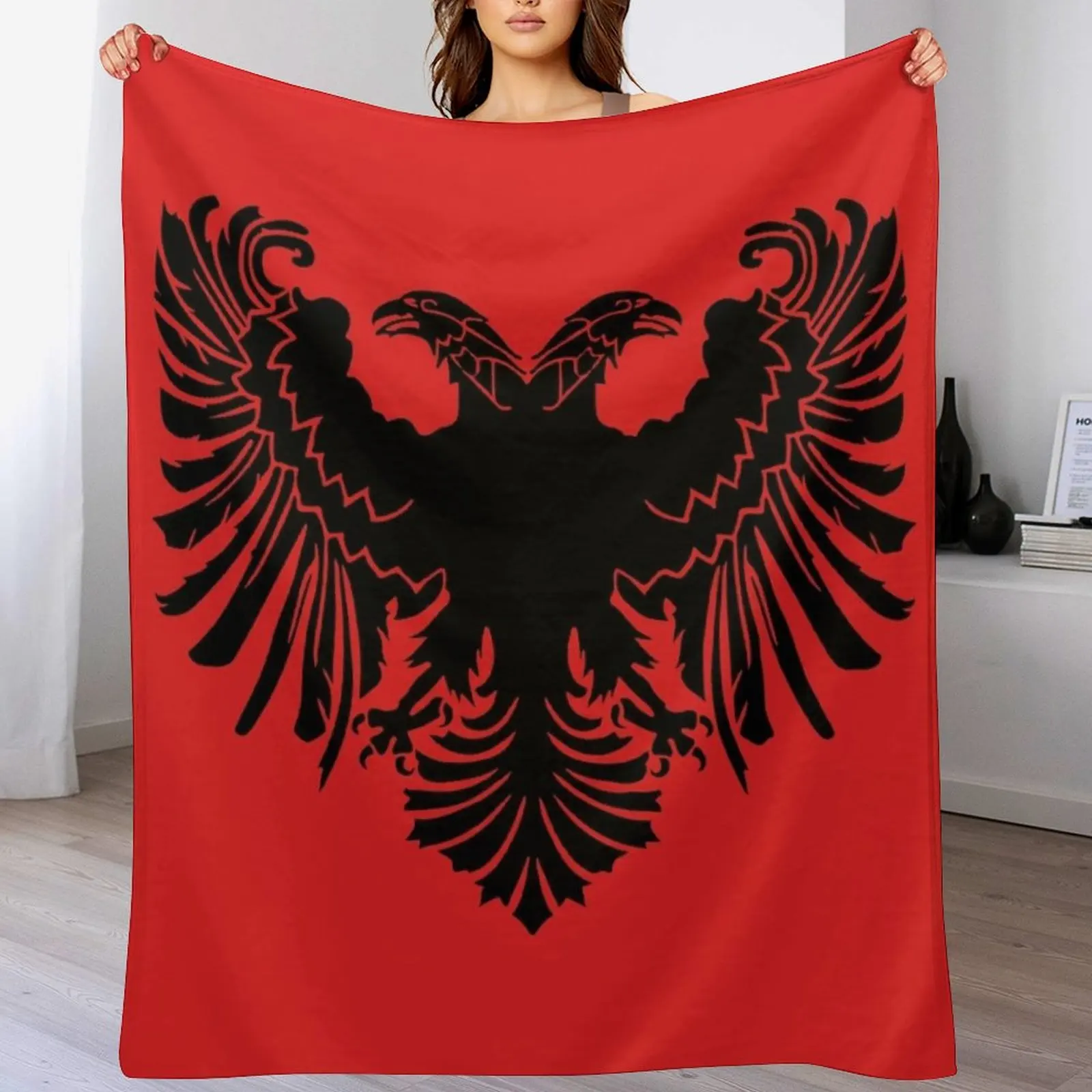 Albanian Flag Throw Blanket Travel Size Cozy Blanket for Plane Train