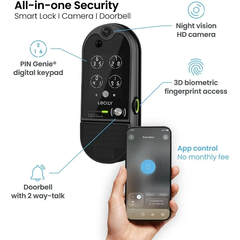 

Camera, Smart Wi-Fi Deadbolt for Front Door, PIN Genie® Keypad