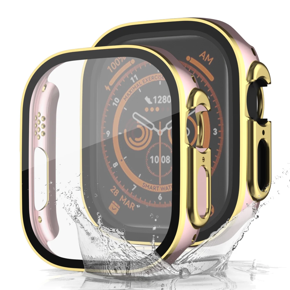 Glass+Shell For Apple Watch Ultra 49mm Smart Watch Bumper+Screensaver Tempered Cover Iwatch Series Accessories Waterproof Case