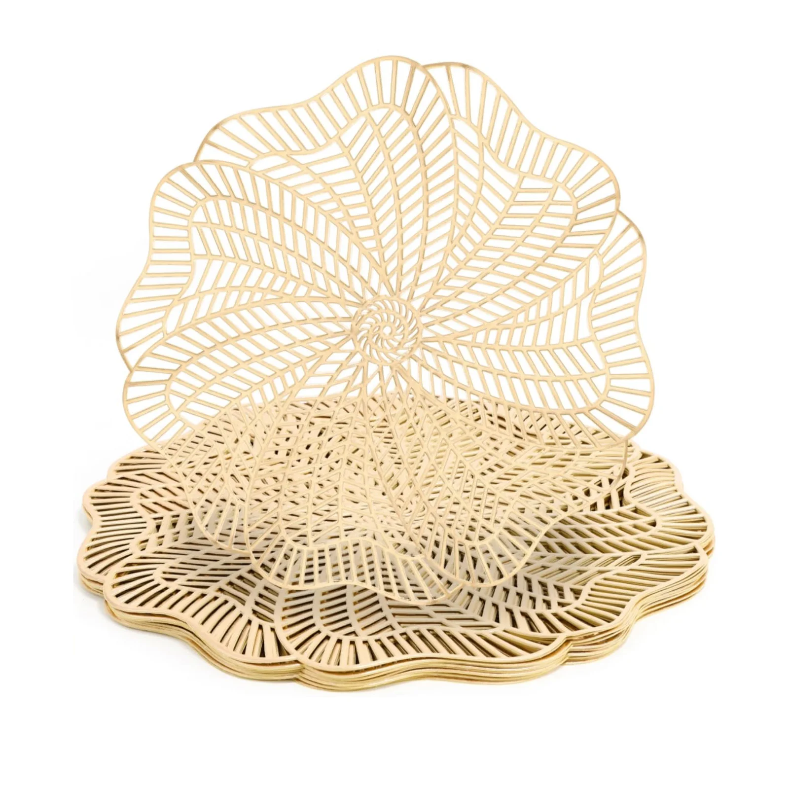 

15 Inch Round Placemat Modern Table Mats Hollow Washable Heat-Resistant Non-Slip Table Place Mats for Wedding Christmas Decor