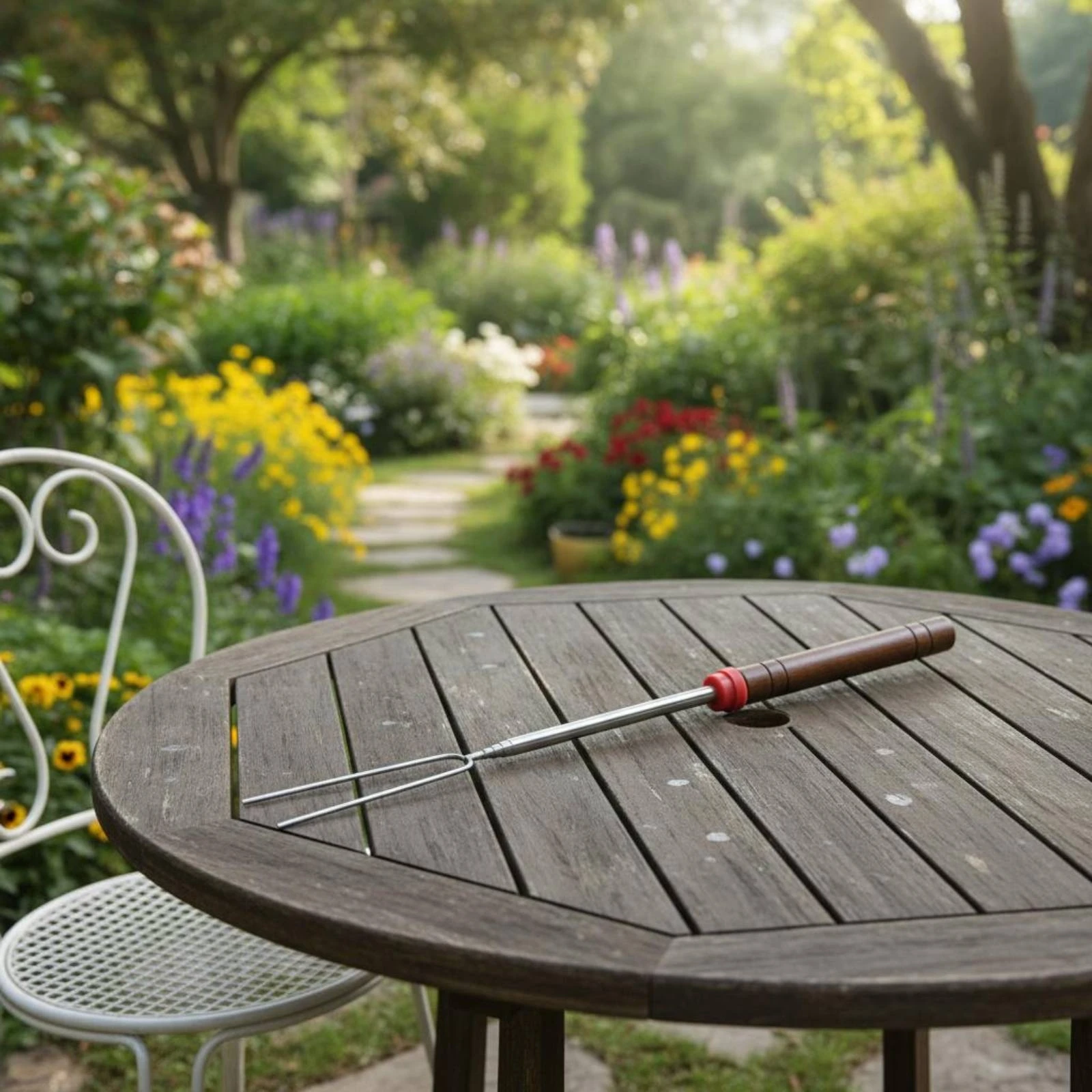 

Stainless Steel Grill Skewer U-Shaped Extendable Bbq Fork Telescoping Roasting Stick Easy to Clean Outdoor Cooking Tool