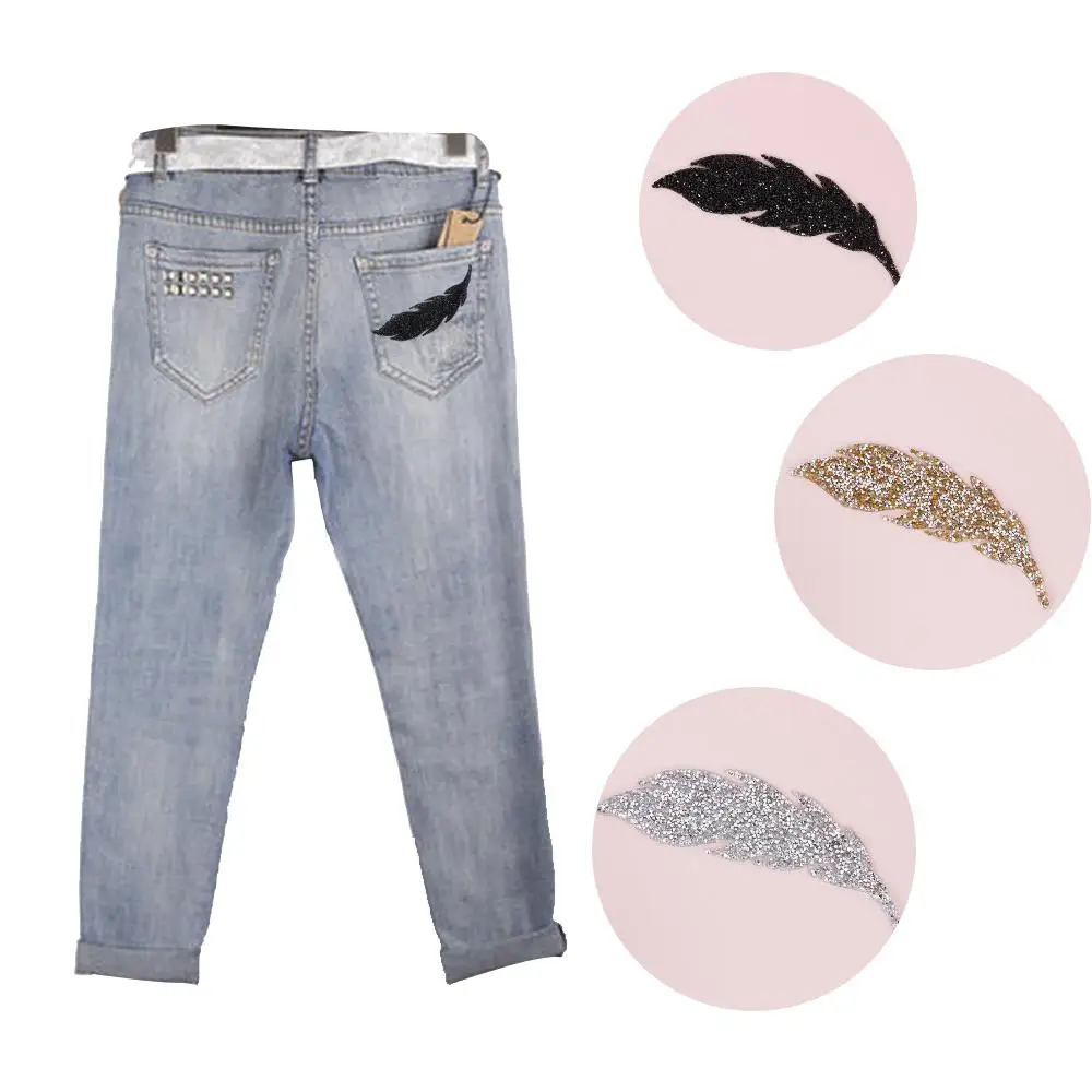 

DIY Crafts Motifs Sticker Thermal Transfer Hotfix Leaves Clothing Accessories Rhinestone Patches