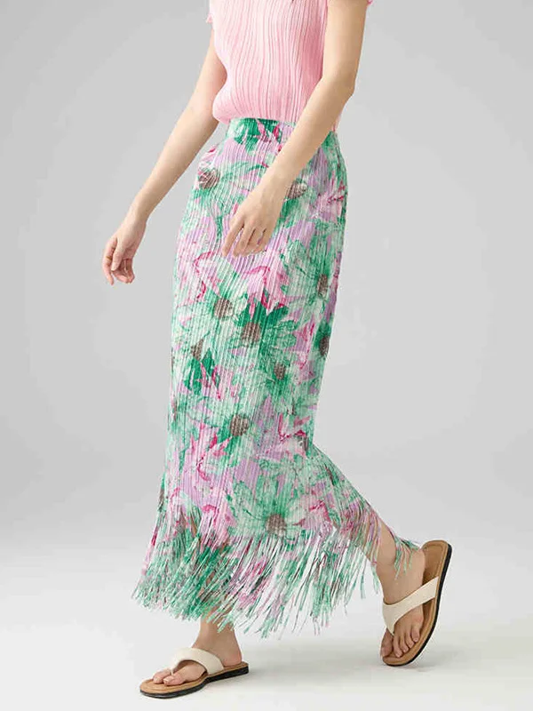 

Модная женская плиссированная юбка средней длины с принтом, с завышенной талией, А-силуэт, из шифона, в корейском стиле, для повседневной носки, в горошек