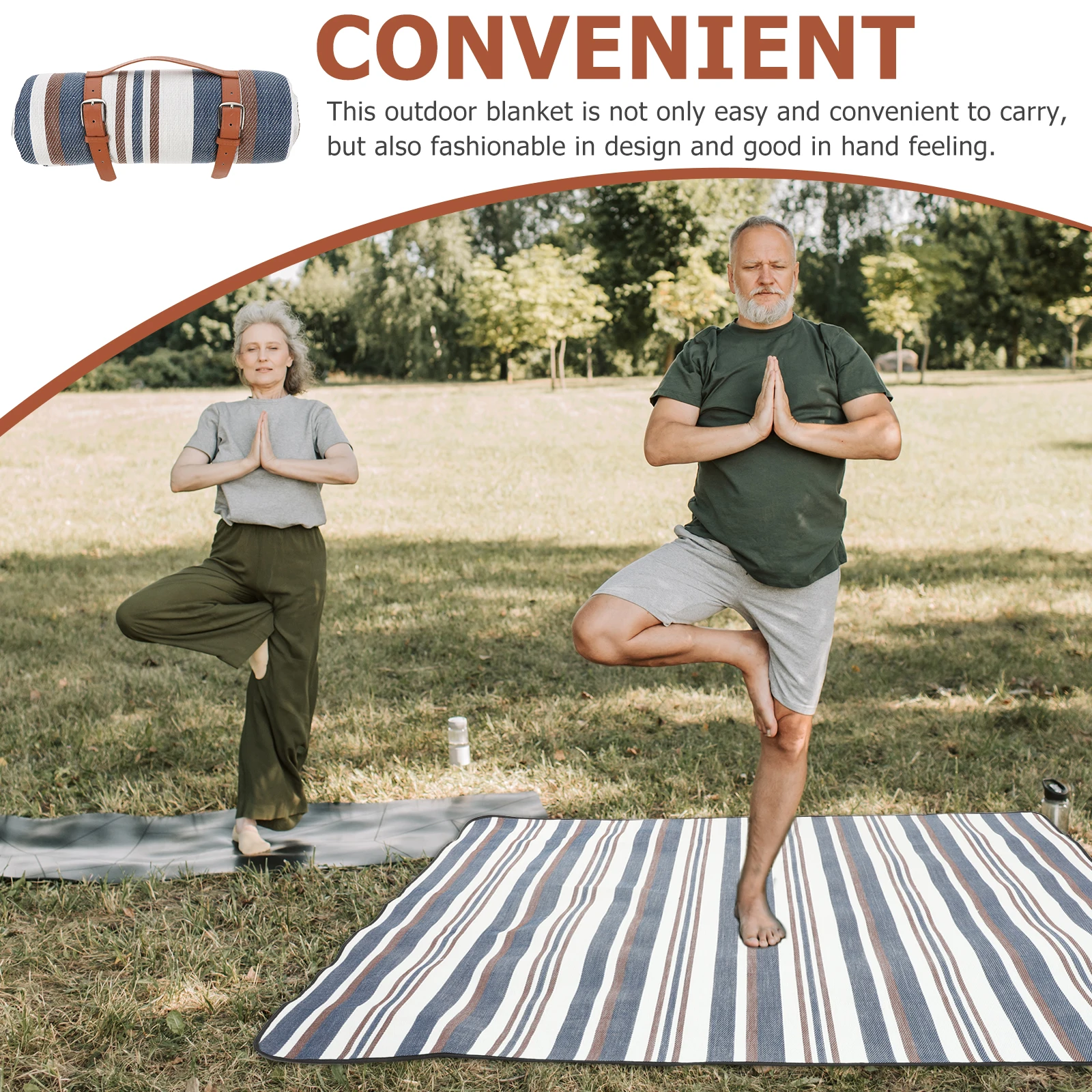 

Picnic Mat Blanket with Carry Strap Blankets Convenient Cushion Outdoor Carrying Backyard Floor Portable Travel