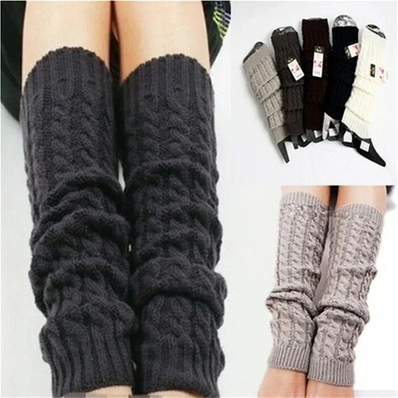 Woman Fashion Winnter Gaiters Boot Cuffs Leg High Warm Knit Knitted Socks Leg Warmers for Women Christmas Gifts