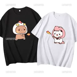 Kawaii Bubu Dudu Tshirt for Girl Cartoon Panda Bear Tee Women Clothing Men Summer Casual Tshirt Thirt Shirt Femme Cotton Tops