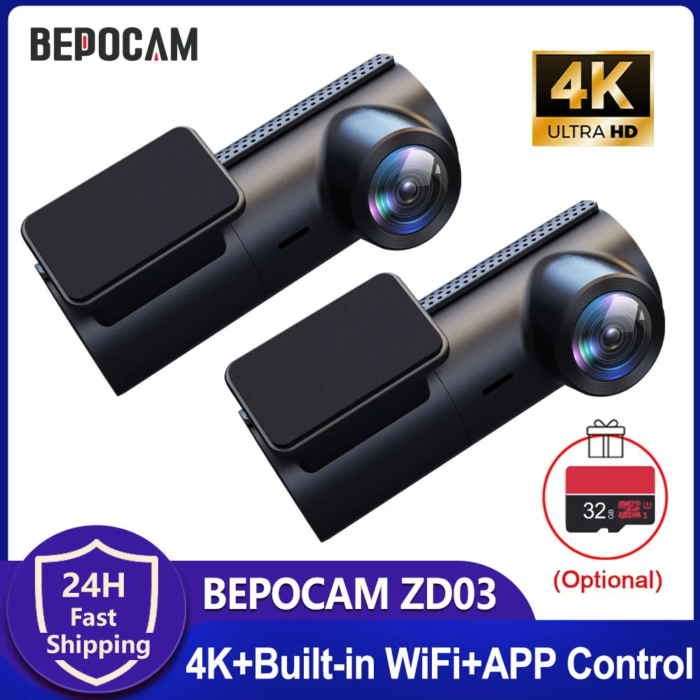 BEPOCAM ZD03 Car DVR 4K Dash Cam Built-In WiFi APP Control G-sensor Emergency Record Parking Monitor Loop Recording Dashcam Auto