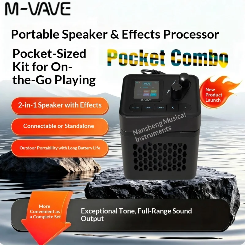 M VAVE Pocket Combo Portable Guitar Effect Device Bluetooth Speaker Rechargeable Desktop Set For Outdoor Performance