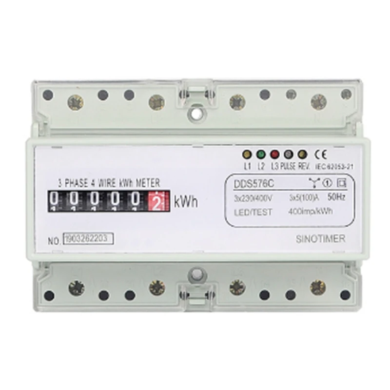 Three Phase 4 Wires Digital Power Electric Electricity Meter KWh Power Consumption Monitor DIN Rail Mount AC 380V 400V B