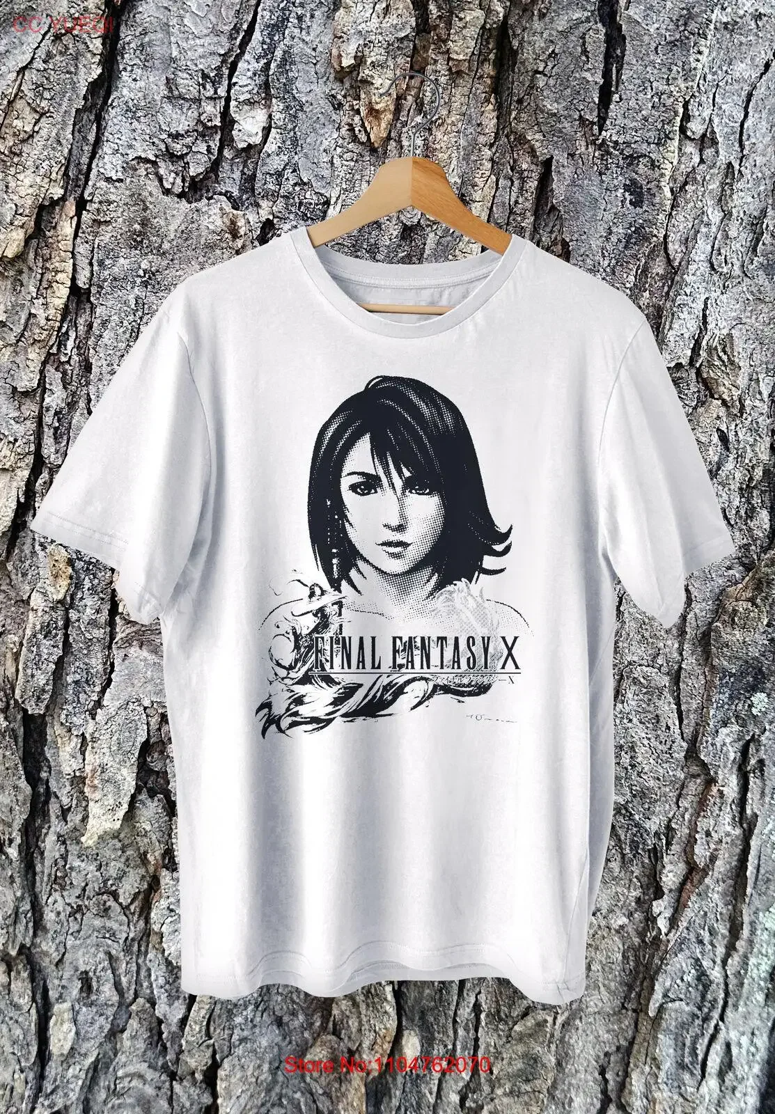 Yuna Final Fantasy X retrato camiseta negro blanco Gamer PS2 vintage lavado transpirable Top para uso diario cómodo homme