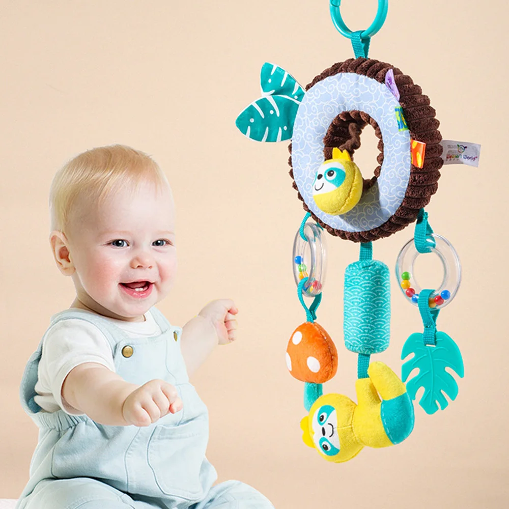 เด็กแขวน Rattles สําหรับทารกแรกเกิดนุ่ม Plush Sensory รถเข็นเด็กสัตว์ Bed Bell ตุ๊กตาทารก Development Handle ของเล่นเด็กวัยหัดเดินของขวัญ
