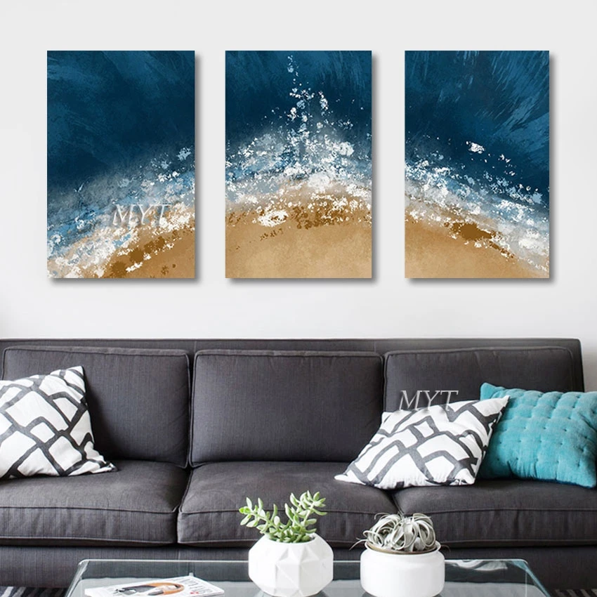 

3pcs Pure Handmade Abstract Blue White Oil Paintings Art Canvas Wall Picture Latest Arrival Home Artwork Decorative Unframed