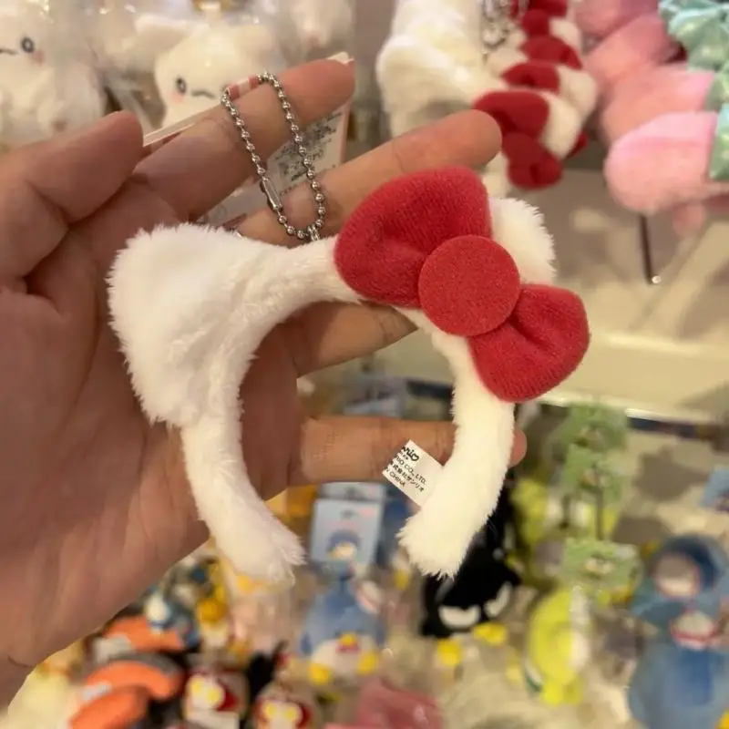 

NEW Kawaii Sanrio Hello Kitty Headband Plush Keychain Pendant Cute Cartoon 10Cm Doll Pendant Accessories Bag Pendant Girl Gift