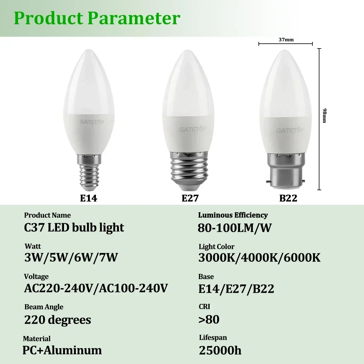 6pcs Versatile LED Spotlight Lamp with Multiple Base Options for Home and Office Interior Decoration E27 B22 E14 GU10 GU5.3