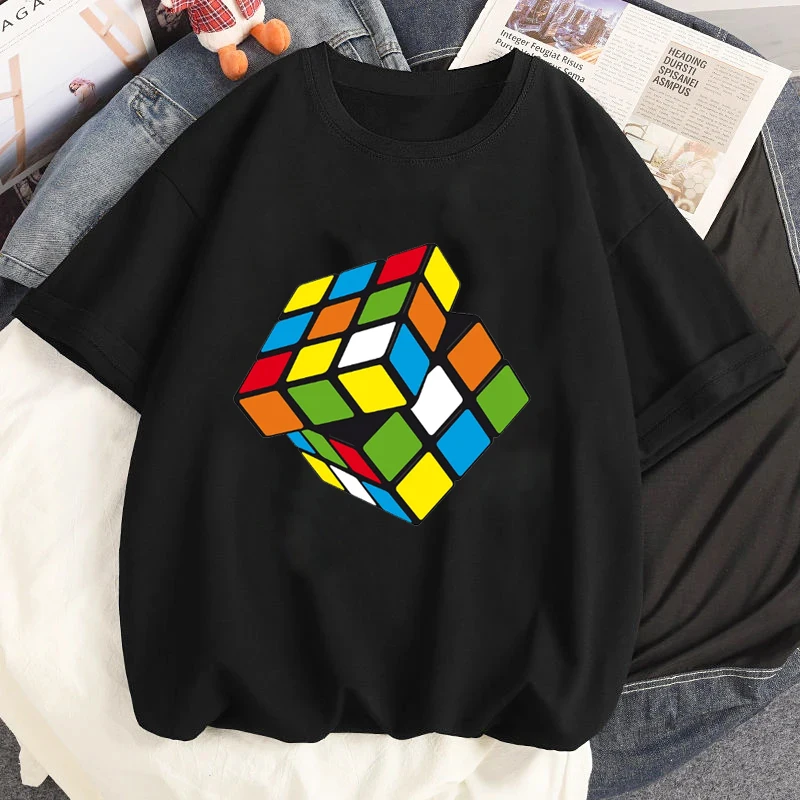 Magic Cube Printed Gothic T-shirt Harajuku Summer Women Casual Short Sleeves Streetwear T Shirt Fashion Men O-Neck Tees Tops