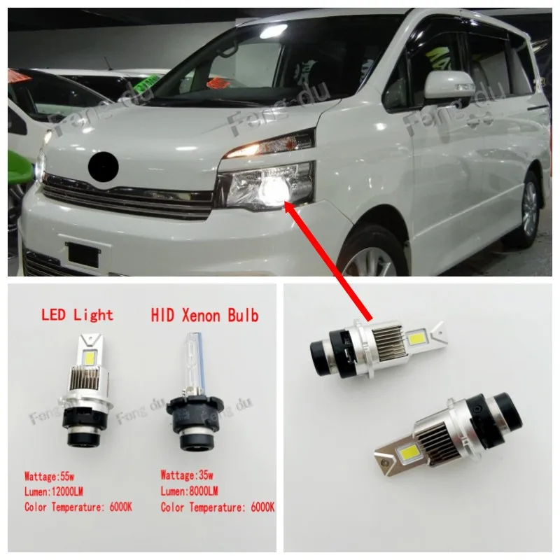 2pcs For 2001-2013 Toyota NOAH VOXY 60 70 series LED 6000K HID Xenon Bulb car Headlight Bulbs xenon lamp Low Beam Light ZRR