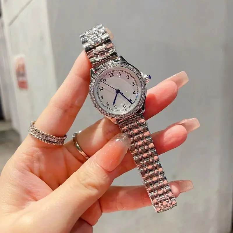 

2025 All Steel Strap Ladies Quartz Watch Luxury Design Glass Acrylic Fashion Business Style Hot Sale North America