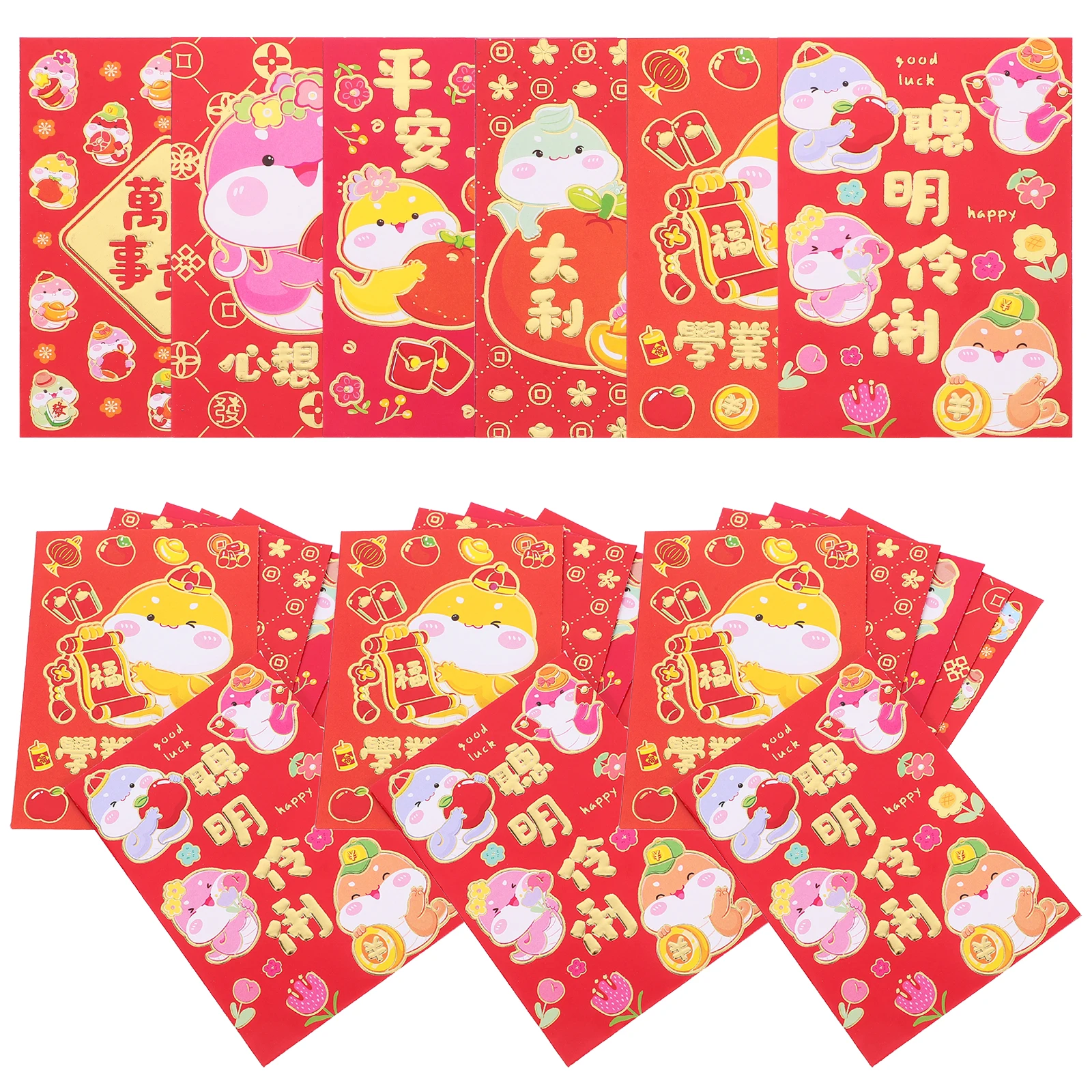 36pcs Cartoon Red Envelopes Cute Chinese New Year Money Envelopes Lucky Cash Spring Festival Paper Packets Lunar New Year
