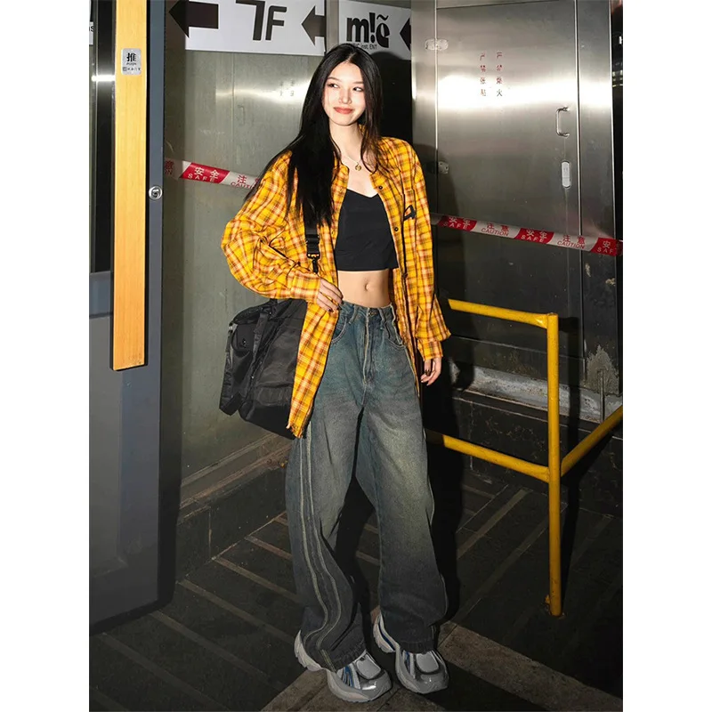 MYSUOLOVE Camicia ampia alla moda giovanile del marchio di tendenza della stagione primaverile ed estiva per uomo e donna