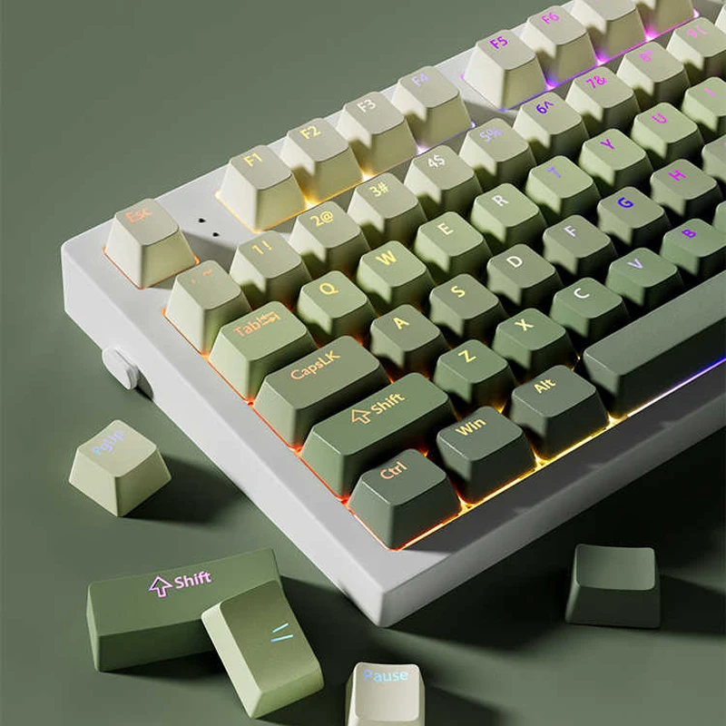 Copritasti PBT Double Shot Green Grape 130 tasti Copritasti retroilluminati RGB con illuminazione superiore Profilo Cherry per interruttori MX Tastiera meccanica da gioco