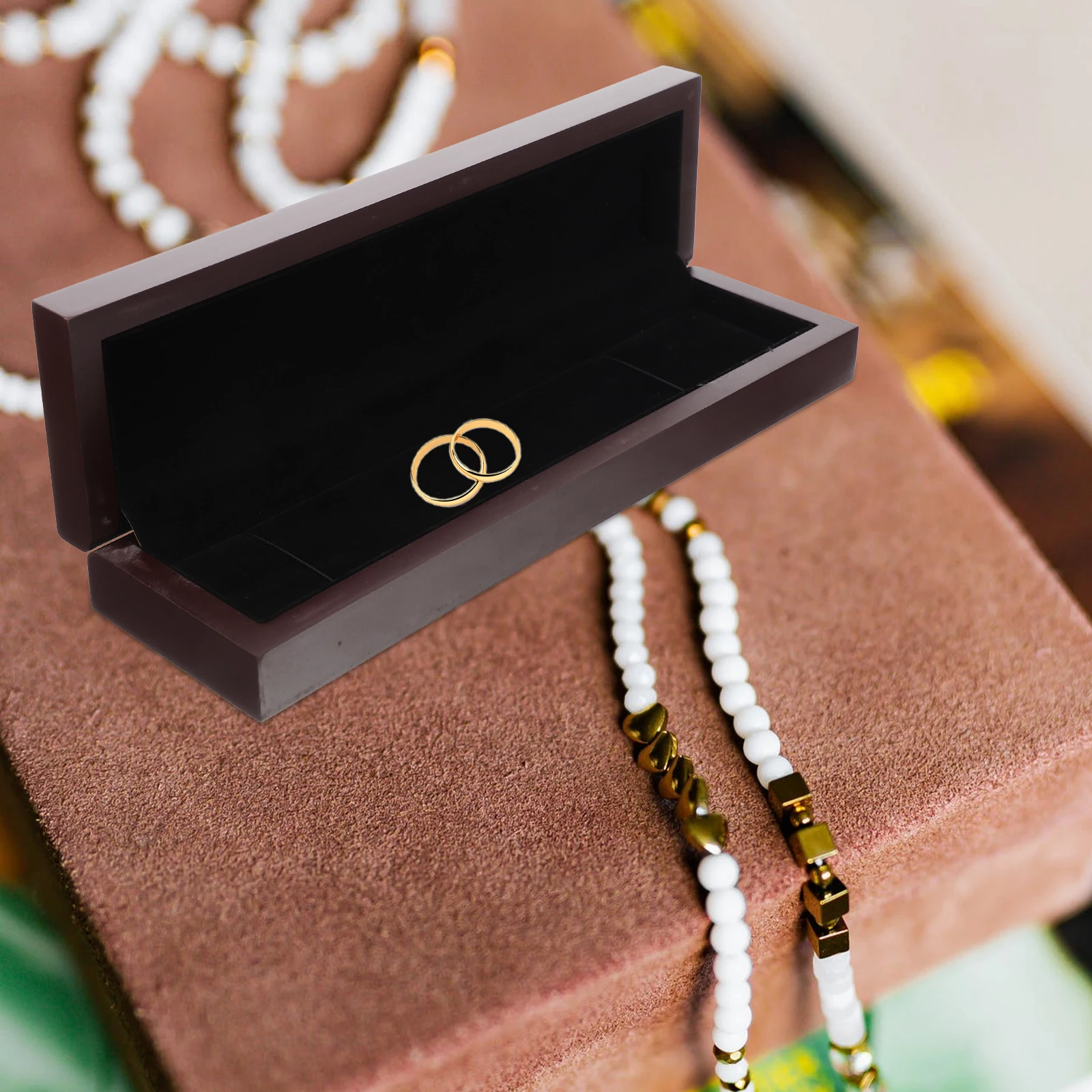 

Wooden Necklace Box Jewelry ganizer Vintage Storage Case for Rings Earrings Protective Dustproof Elegant Gift Idea jewelry box